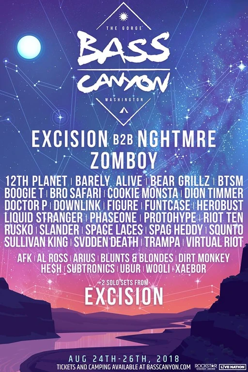 Bass Canyon 2018 festival poster