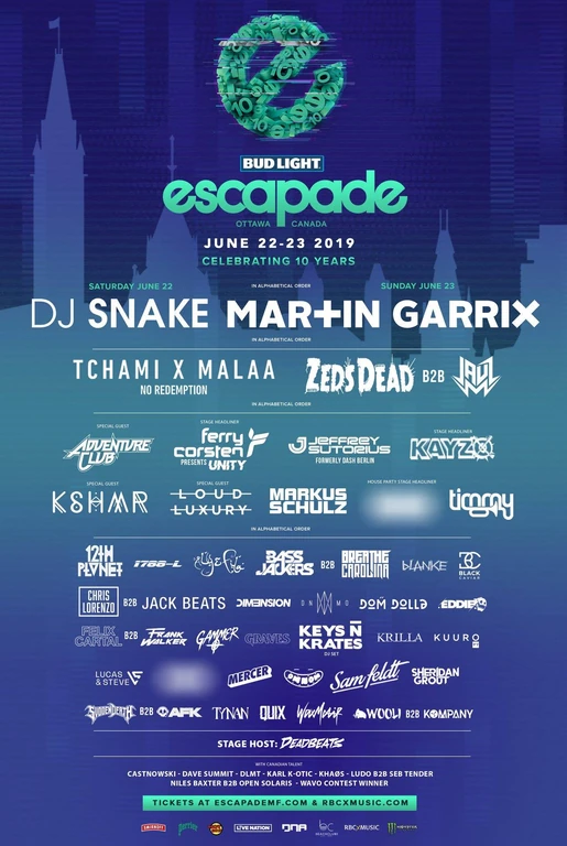 Escapade Music Festival 2019 festival poster