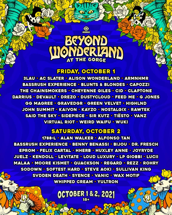 Beyond Wonderland at the Gorge 2021 festival poster