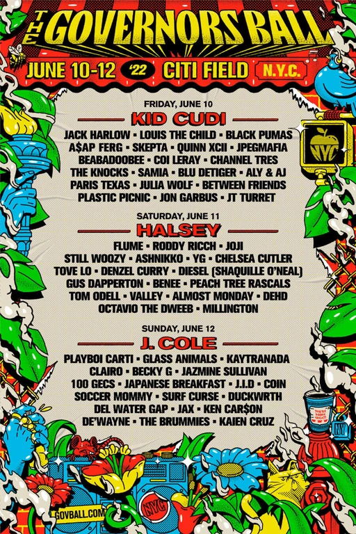 The Governors Ball 2022 festival poster