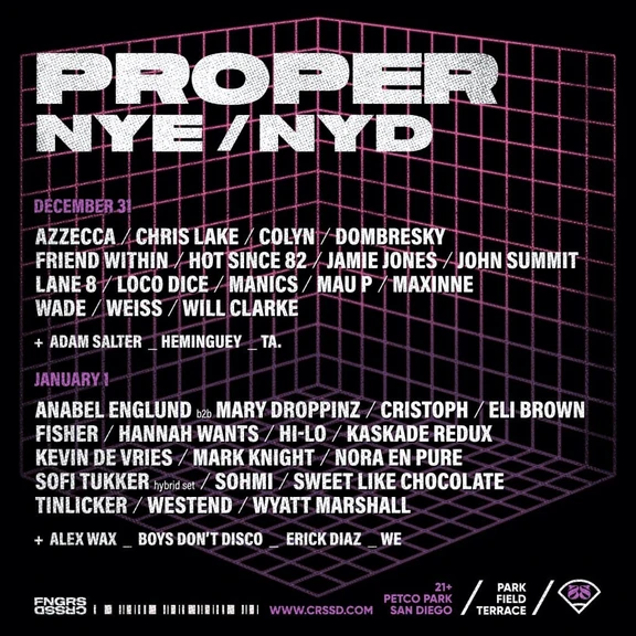 Proper NYE 2022 festival poster