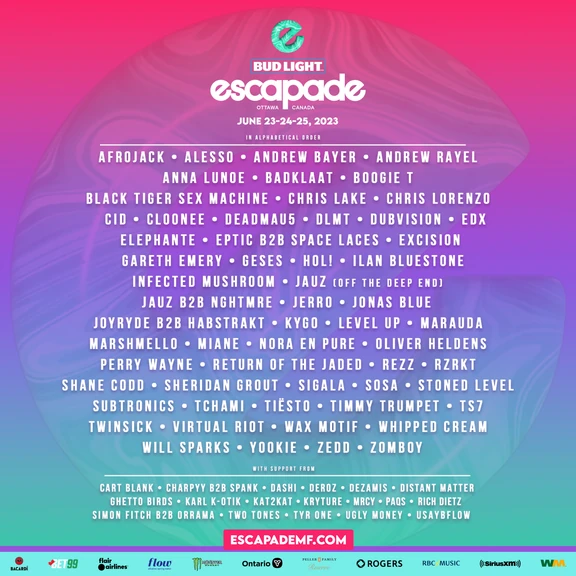 Escapade Music Festival 2023 festival poster