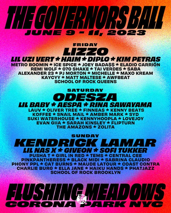 The Governors Ball 2023 festival poster