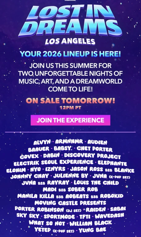 Lost in Dreams Los Angeles 2026 festival poster